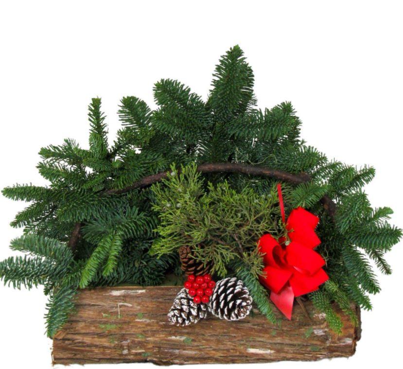 Buy Large Cedar Log Basket For Festive Decorations