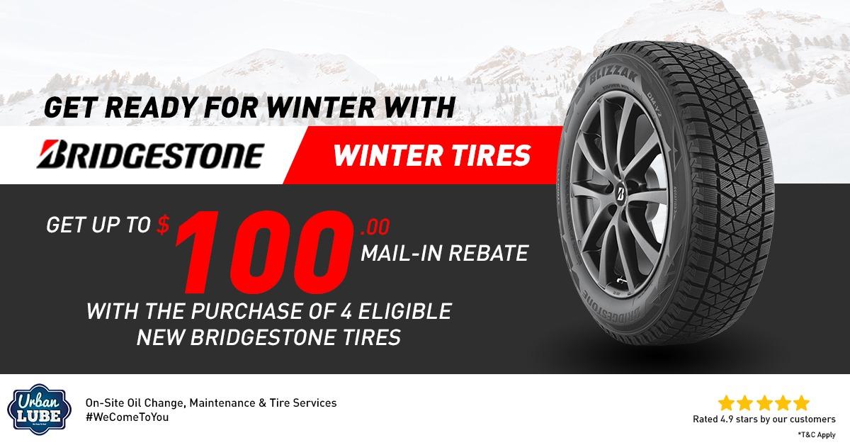 Get up to $100 Back by mail on Bridgestone Winter Tire