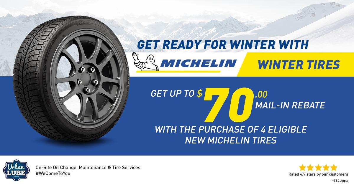 Get up to $70 Back by mail on Michelin Tire