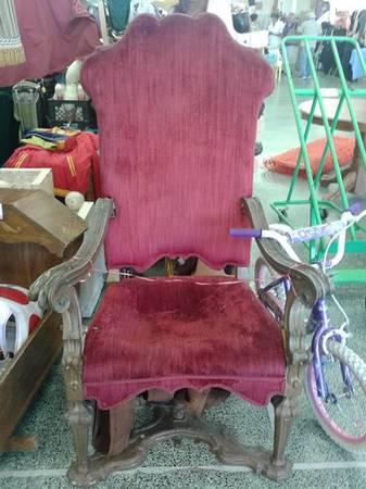 Rare Vintage Red Velvet Throne Chair