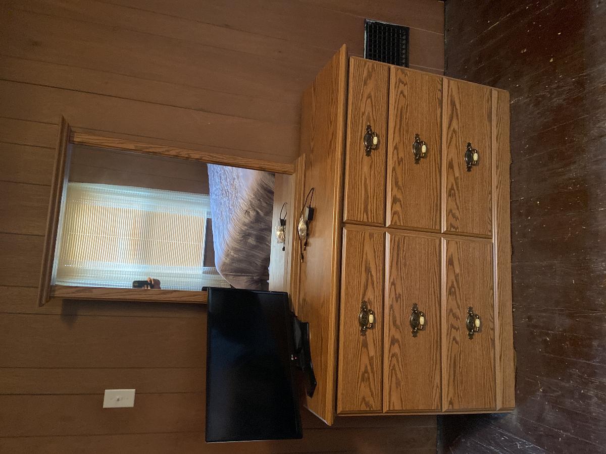 Linen cabinet and six drawer dresser with mirror