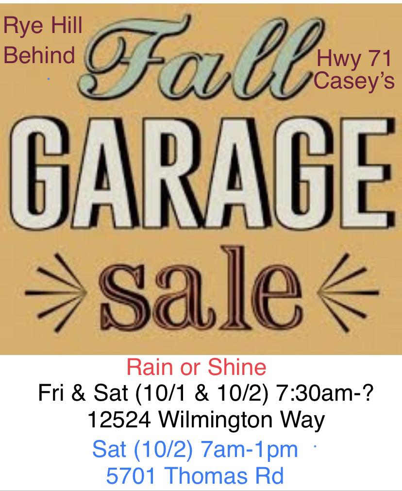 Rain or Shine: Multifamily Garage Sale 