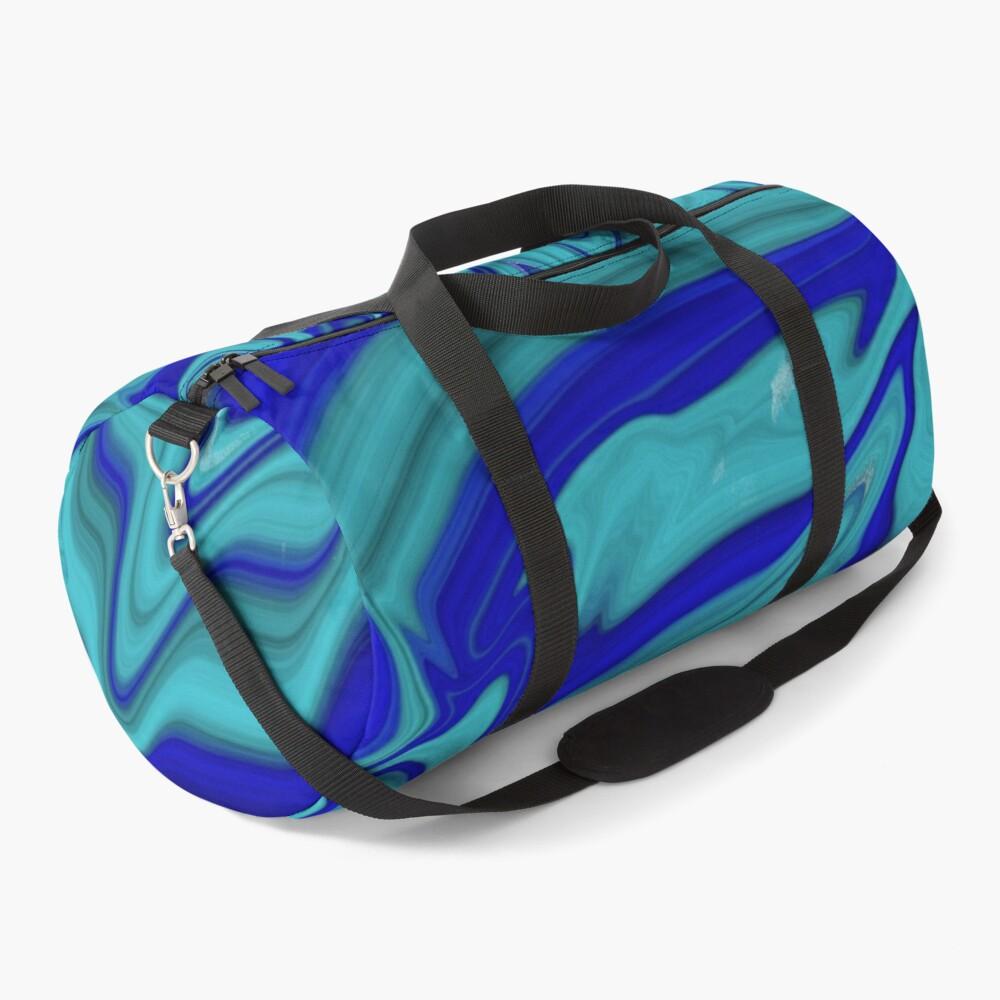 Blue Liquid Swirl Duffel Bags