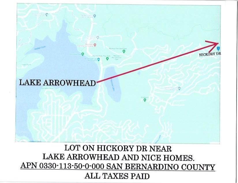 LOT NEAR LAKE ARROWHEAD, LOCATED ON HICKORY DR., SAN