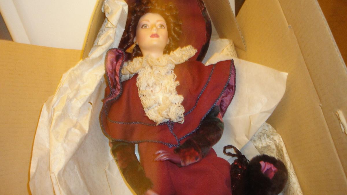 21” Porcelain Franklin Heritage Doll with broken leg