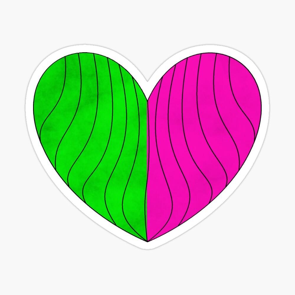 Green Split Heart Stickers