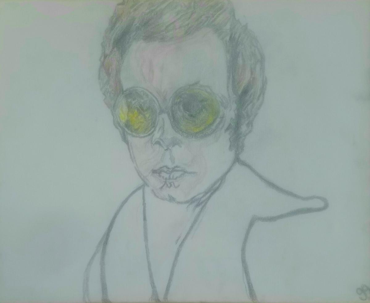 Elton John – 16″ x 20″ Canvas Colored Pencil