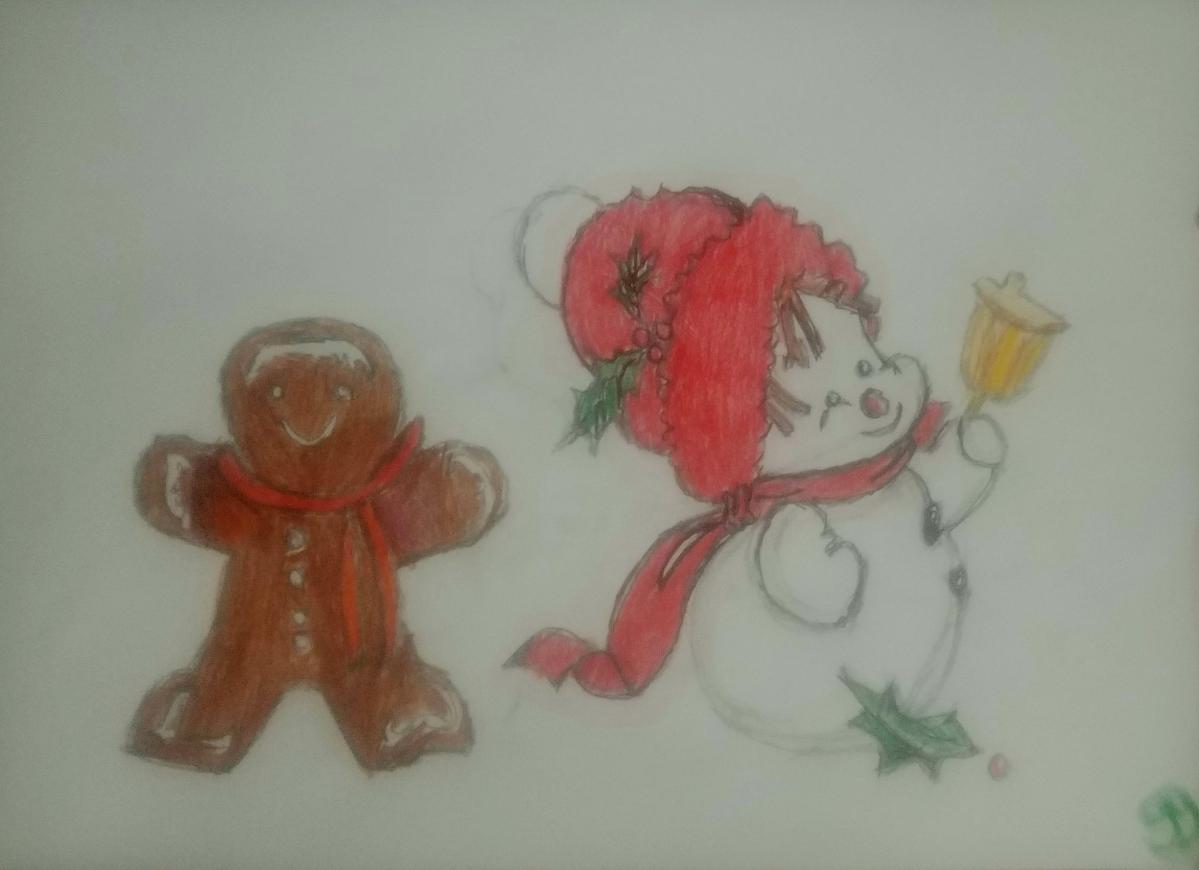 Holiday Gingerbread Man & Snowman GG – 9″ x 12″