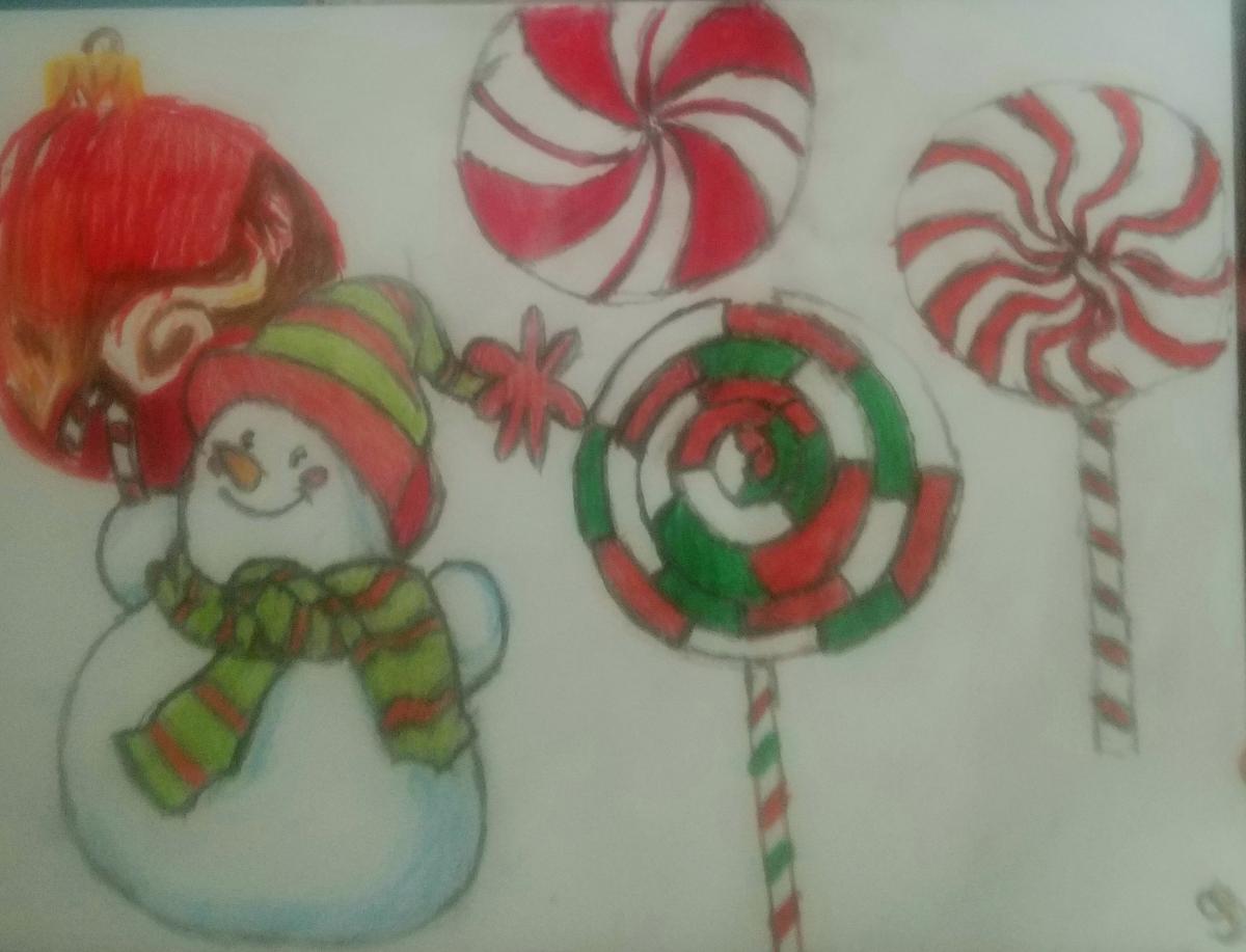Holiday Handmade Art 44 GG – 9″ x 12″ Colored Pencil
