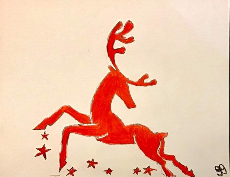 Reindeer Holiday Art 2 – 9″ x 12″ Colored Pencil