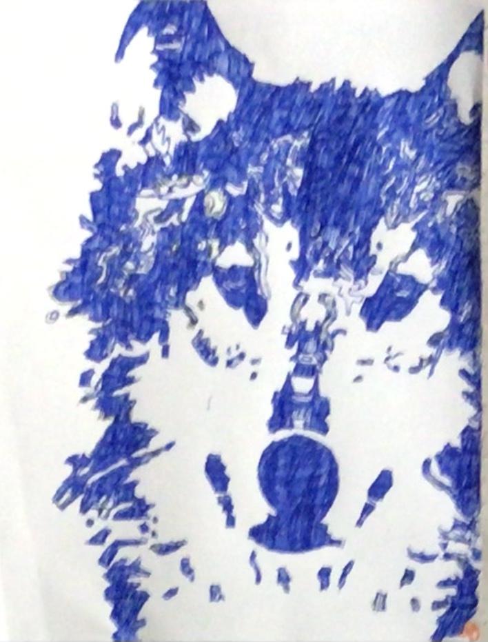 Blue Friendly Wolf GG – 8” x 11” Art Ink