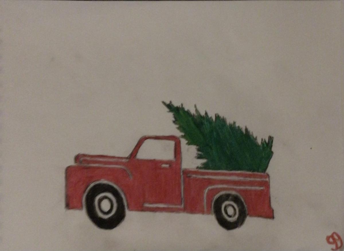 Old Chevy Truck With Christmas Tree GG – 9” x 12”