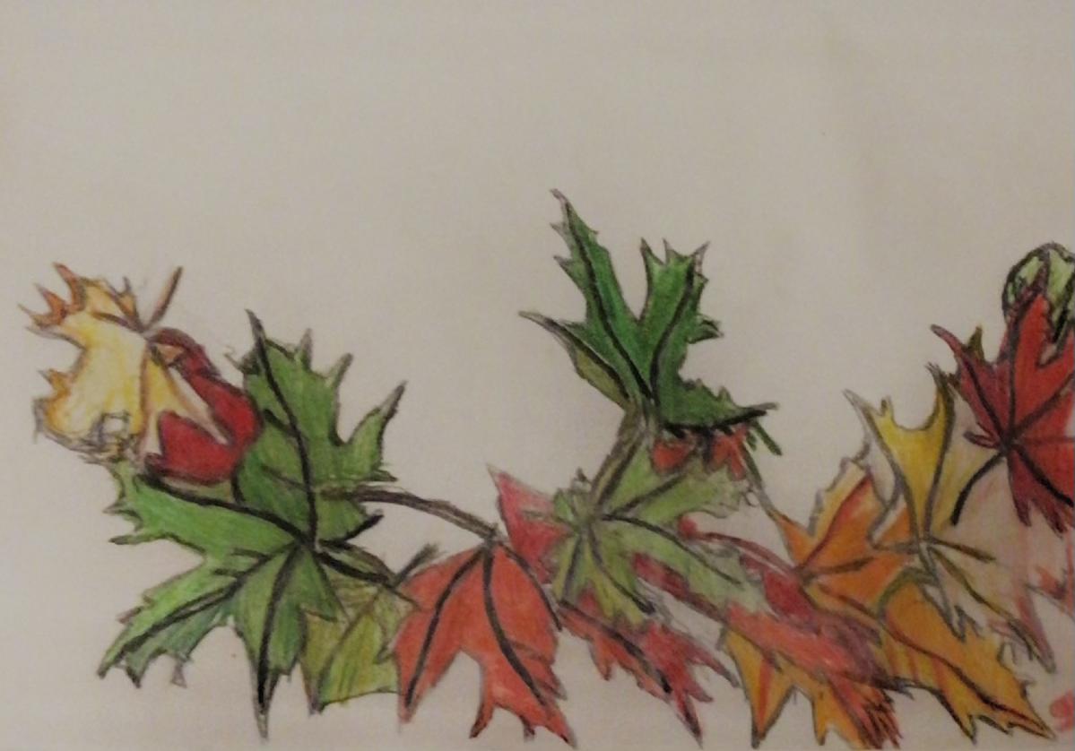 Autumn Fall Leaves GG 94 – 9” x 12” Colored Pencil