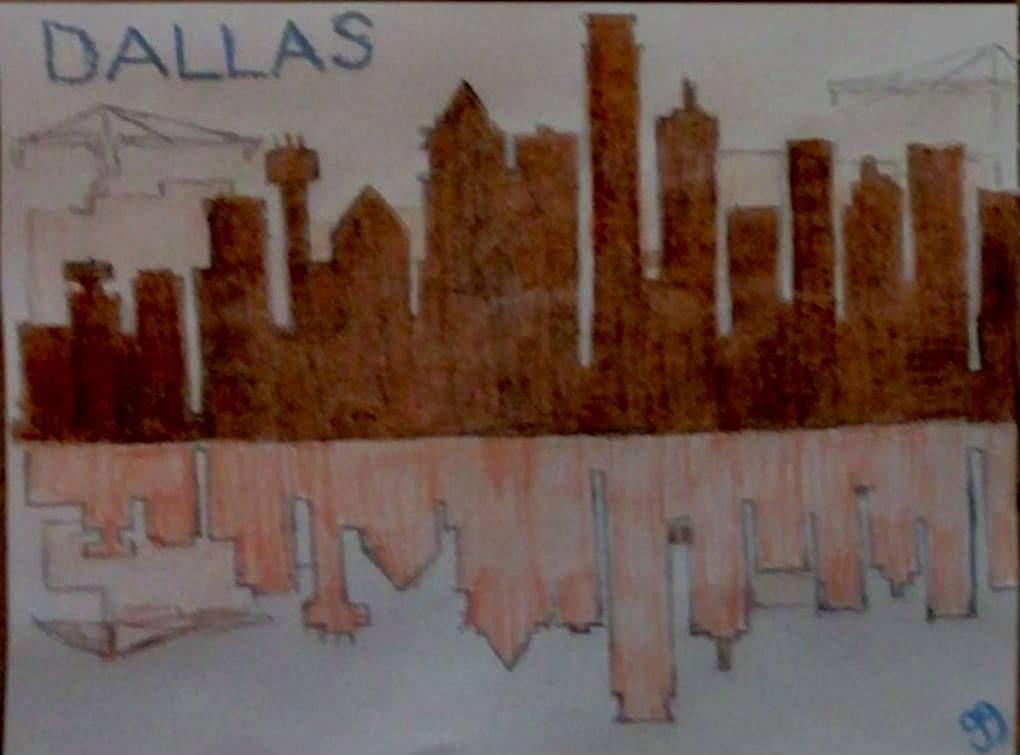 Dallas City Skyline 2 GG – 8″ x 11″ Colored Pencil
