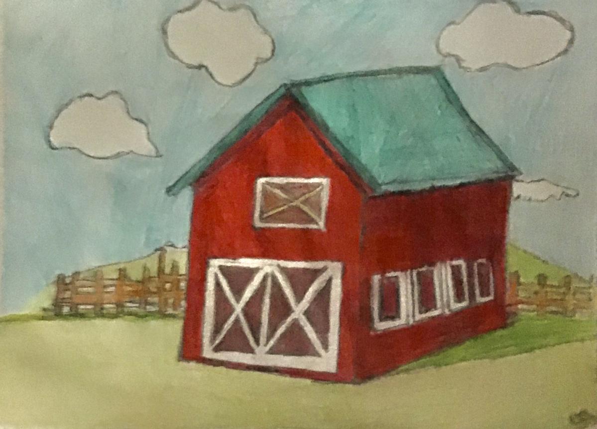 Old Fall Country Barn Original GG 99 – 9” x 12”