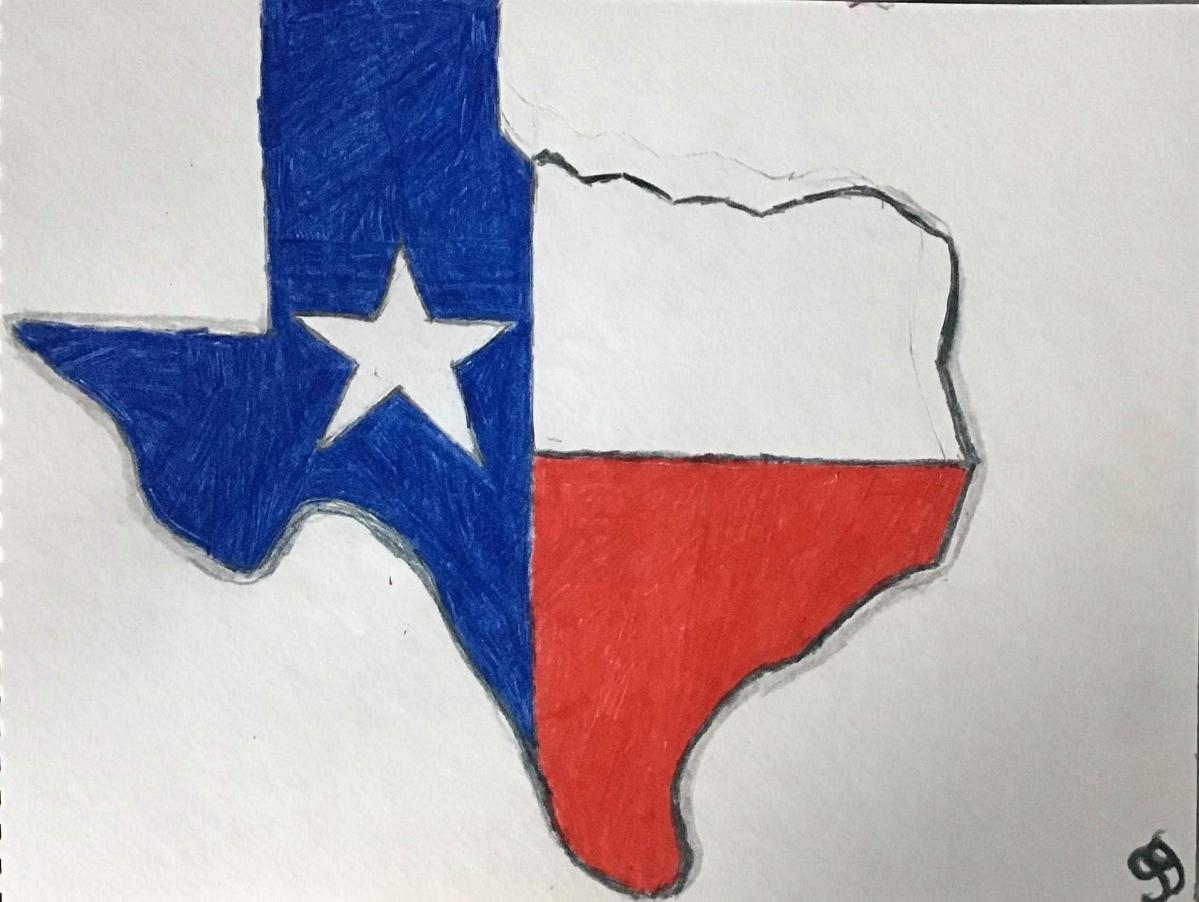 State Of Texas Flag GG – 9″ x 12″ Colored Pencil