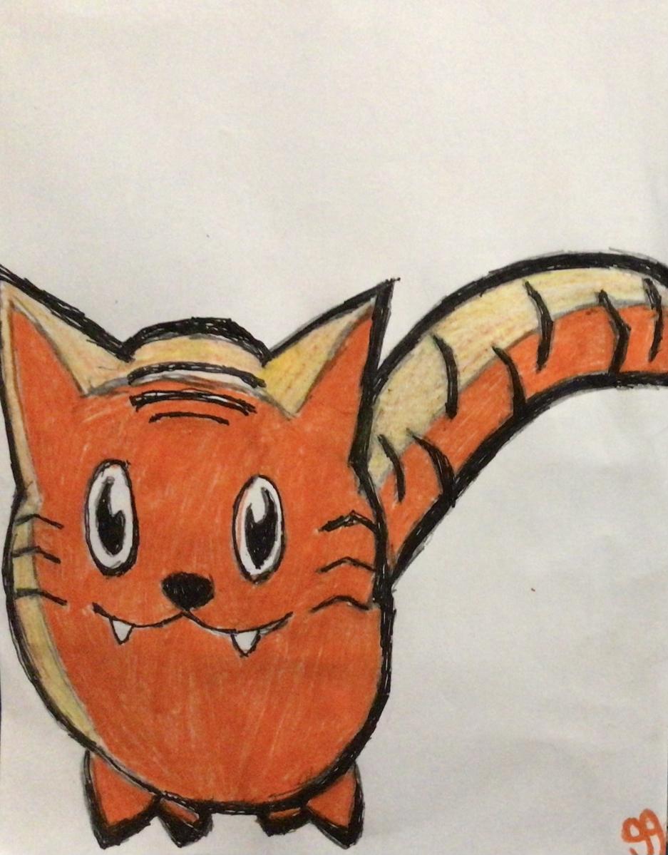Old Autumn Orange Kitten GG – 8” x 11” Colored Pencil