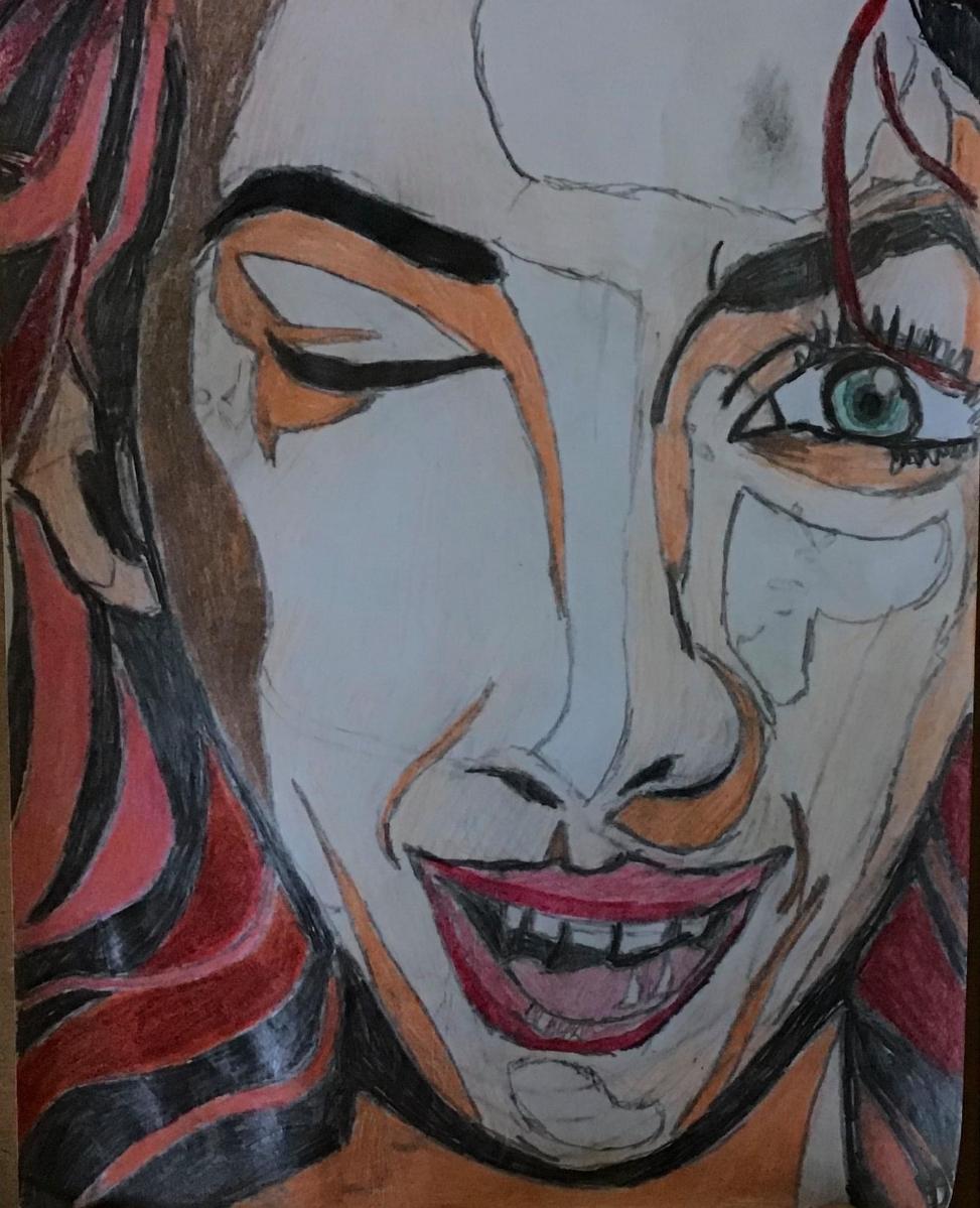 80’S Girl Art GG – 9” x 12” Colored Pencil