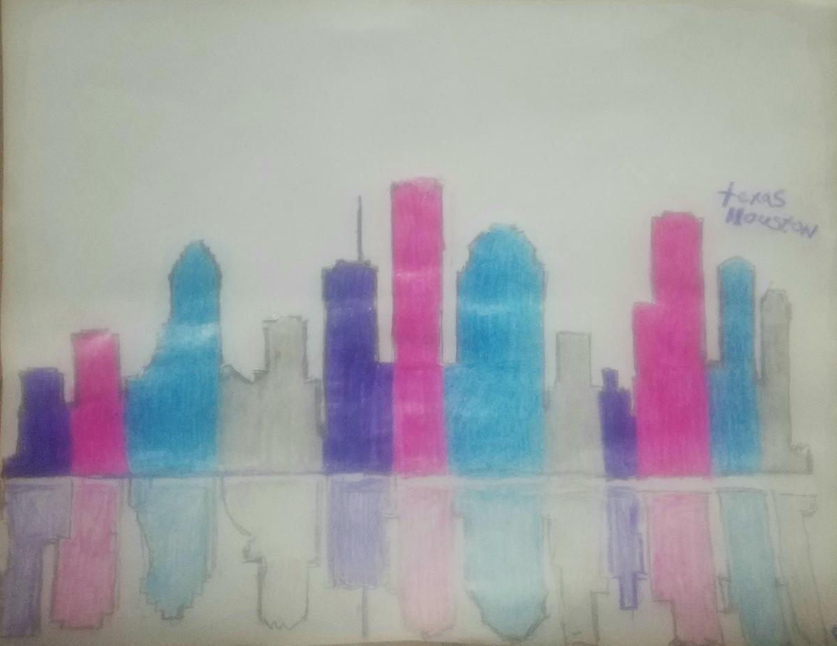 Houston City Skyline In Winter Colors GG – 8″ x 11″