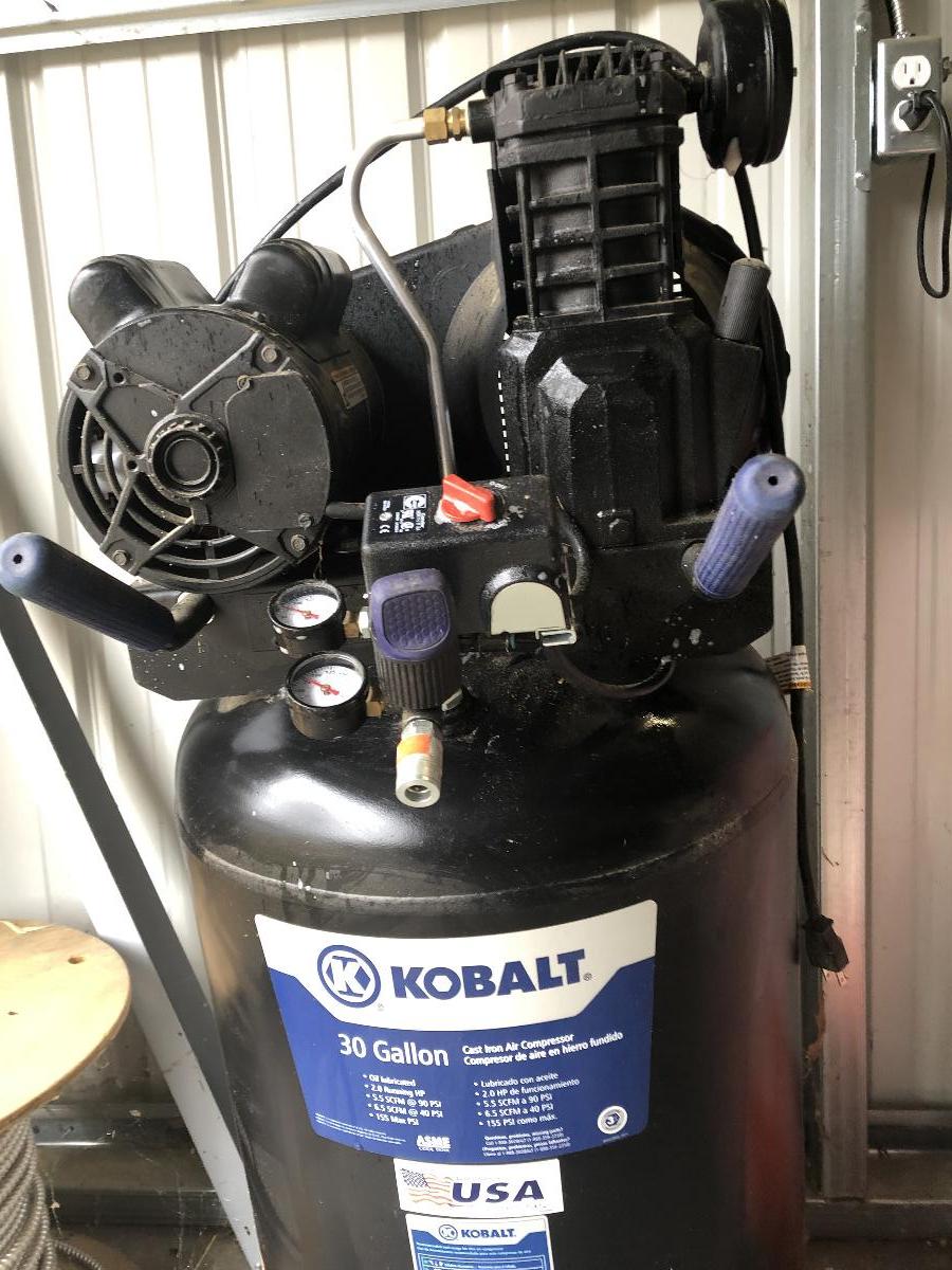 Kobalt 30 gallon cast iron air compressor