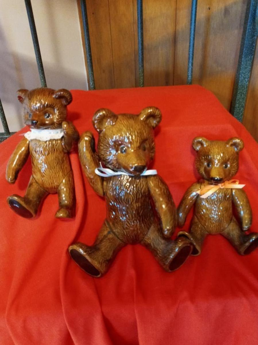 Posable Ceramic 3 Bears